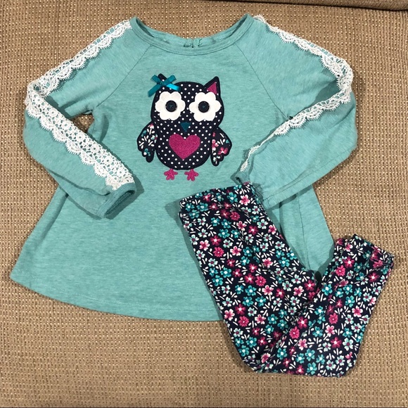 NWT Kids Headquarters Nautical Anchor Baby Girls Tunic Leggings Outfit Set